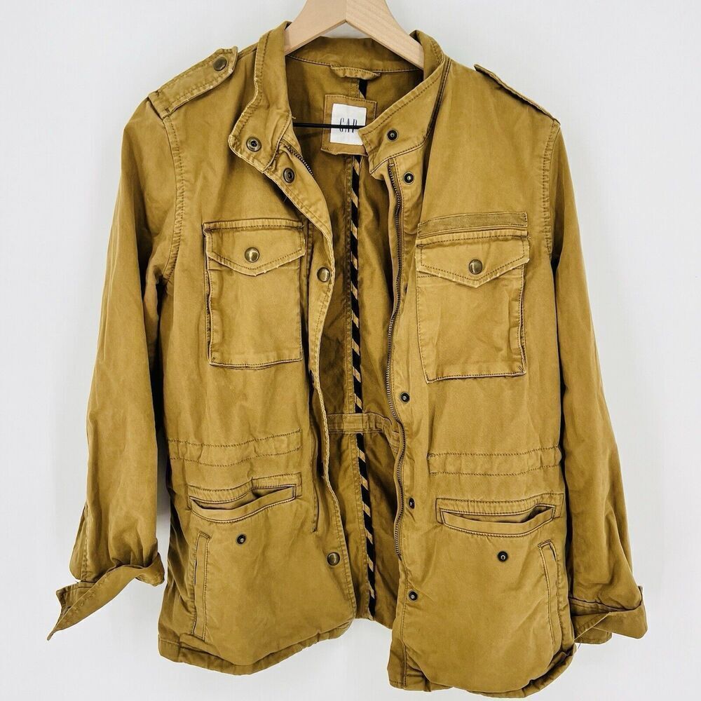 Gap Womens XSmall Military Pockets Front Buttons Utility Jacket Casual carmel
